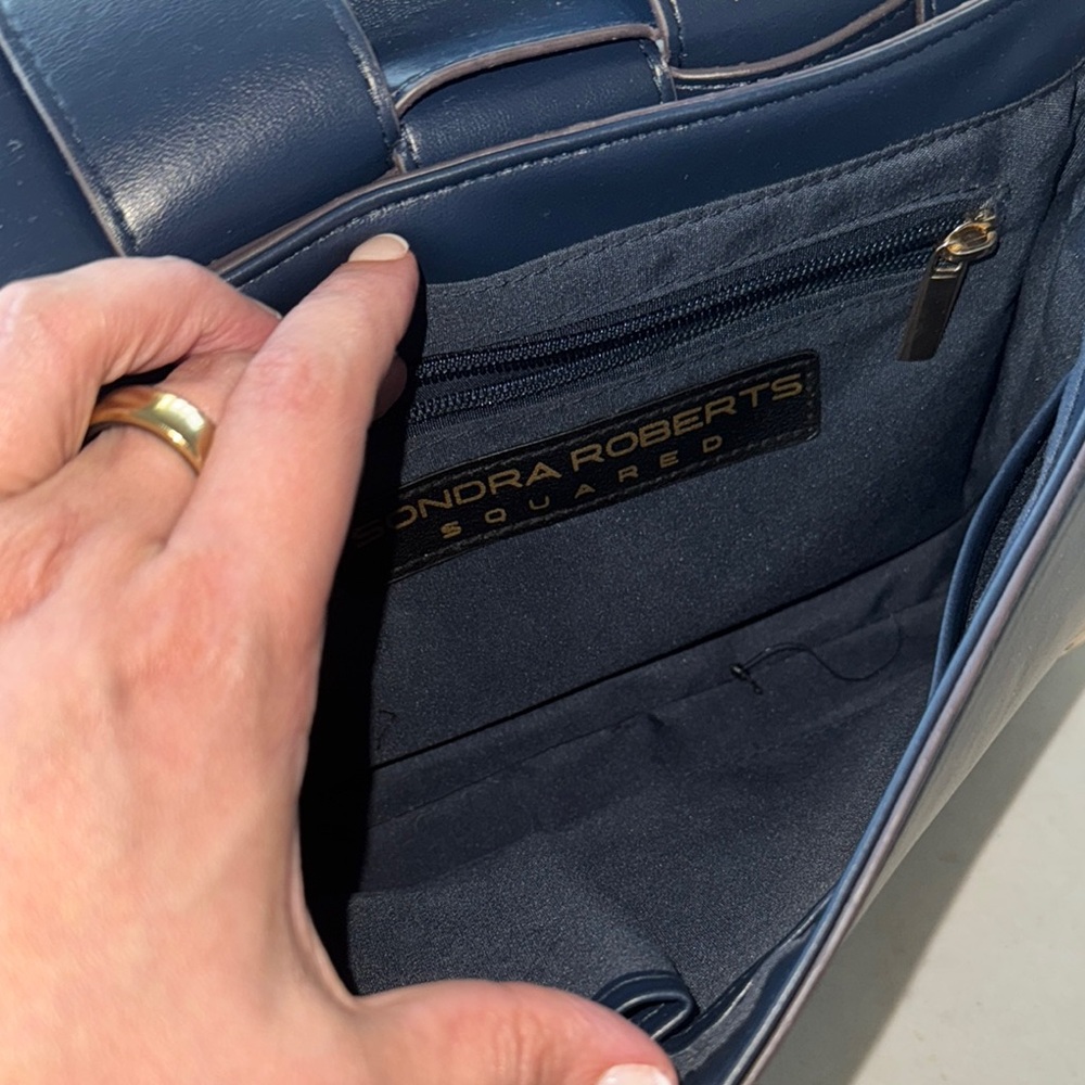 Sondra Roberts Squared Blue Shoulder Bag - Picture 9 of 11